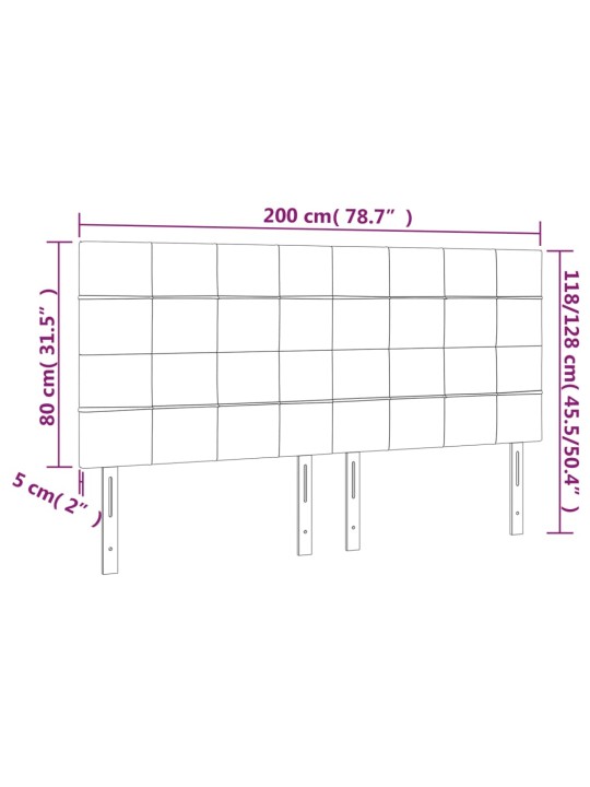 Gultas galvgalis ar led, 200x5x118/128 cm, melns samts