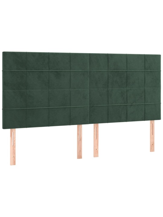 Gultas galvgalis ar led, 200x5x118/128 cm, tumši zaļš samts