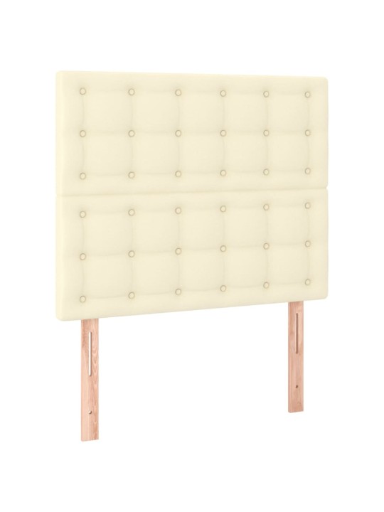 Gultas galvgalis ar led, 80x5x118/128cm krēmkrāsas mākslīgā āda