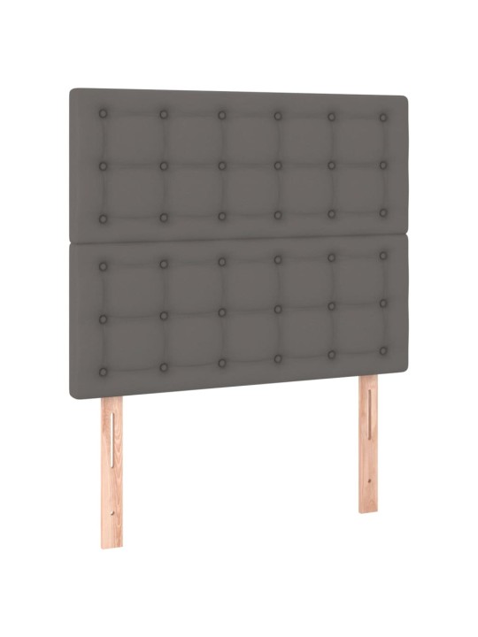 Gultas galvgalis ar led, 80x5x118/128 cm, pelēka mākslīgā āda