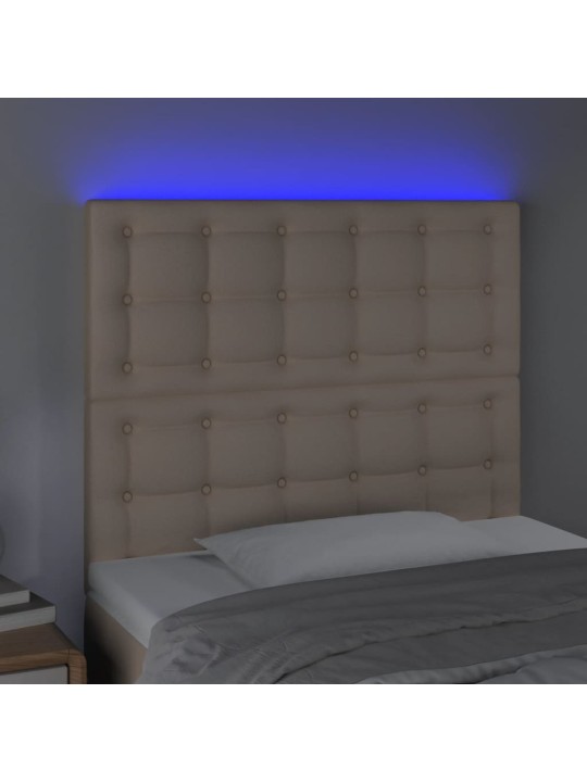 Gultas galvgalis ar led, 80x5x118/128cm, kapučīno mākslīgā āda