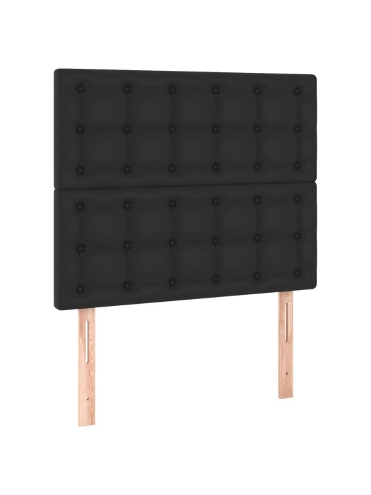 Gultas galvgalis ar led, 90x5x118/128 cm, melns mākslīgā āda
