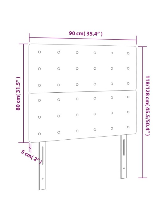 Gultas galvgalis ar led, 90x5x118/128 cm, melns mākslīgā āda