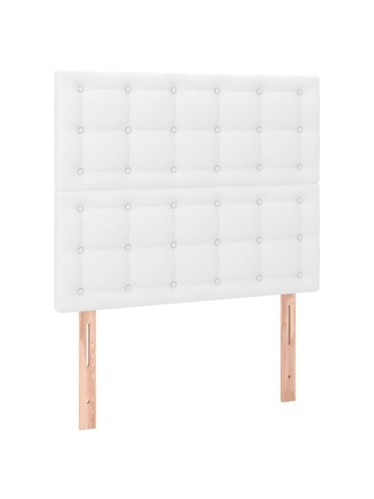 Gultas galvgalis ar led, 90x5x118/128 cm, balta mākslīgā āda
