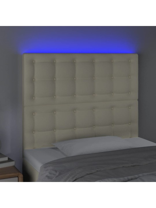 Gultas galvgalis ar led, 90x5x118/128 cm, krēmkrāsas