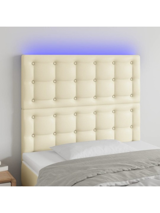 Gultas galvgalis ar led, 90x5x118/128 cm, krēmkrāsas