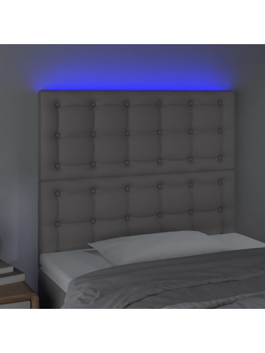 Gultas galvgalis ar led, 90x5x118/128 cm, pelēks mākslīgā āda
