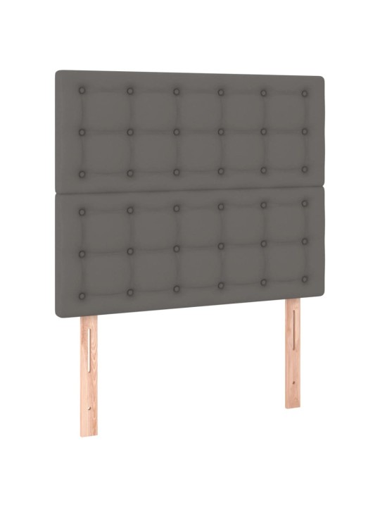 Gultas galvgalis ar led, 90x5x118/128 cm, pelēks mākslīgā āda