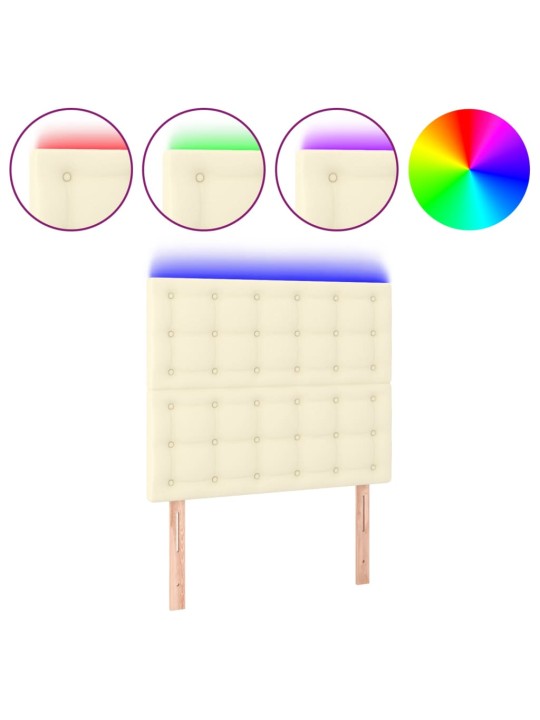 Gultas galvgalis ar led, 100x5x118/128 cm, krēmkrāsas