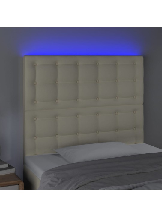 Gultas galvgalis ar led, 100x5x118/128 cm, krēmkrāsas