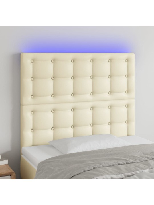 Gultas galvgalis ar led, 100x5x118/128 cm, krēmkrāsas