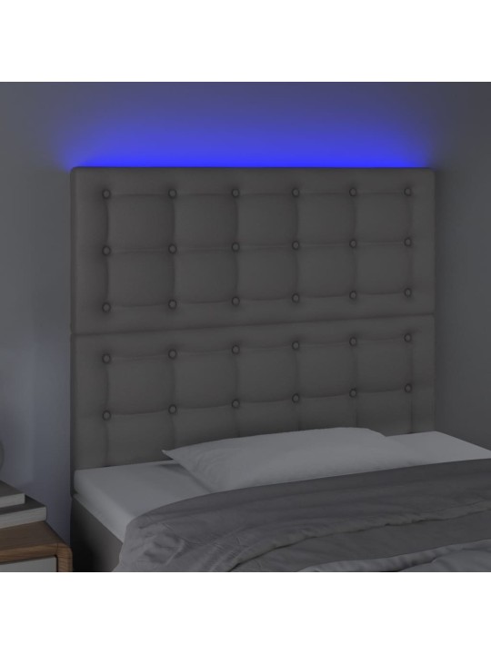Gultas galvgalis ar LED, 100x5x118/128 cm, pelēks mākslīgā āda