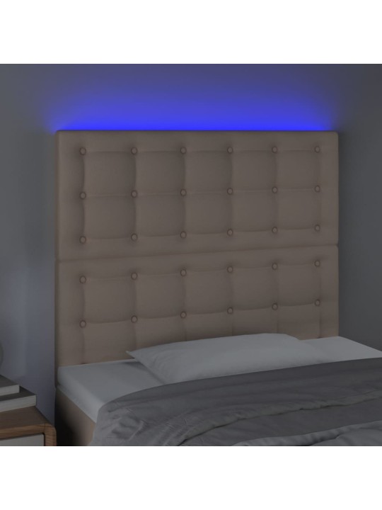 Gultas galvgalis ar led, 100x5x118/128cm, kapučīno mākslīgā āda