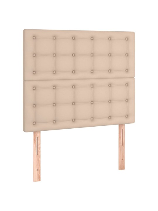 Gultas galvgalis ar led, 100x5x118/128cm, kapučīno mākslīgā āda