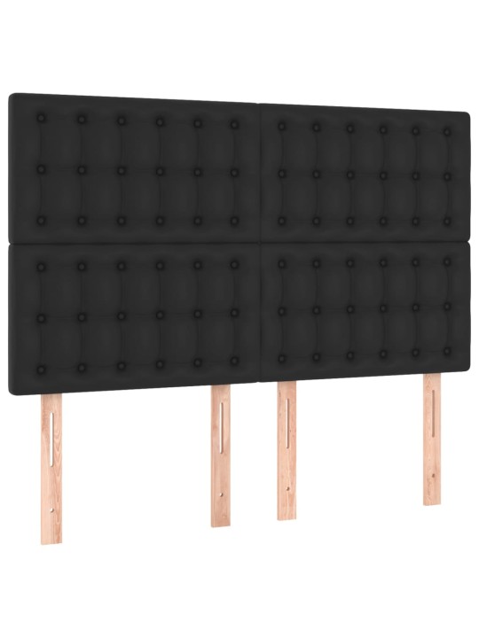 Gultas galvgalis ar LED, 144x5x118/128 cm, melns mākslīgā āda