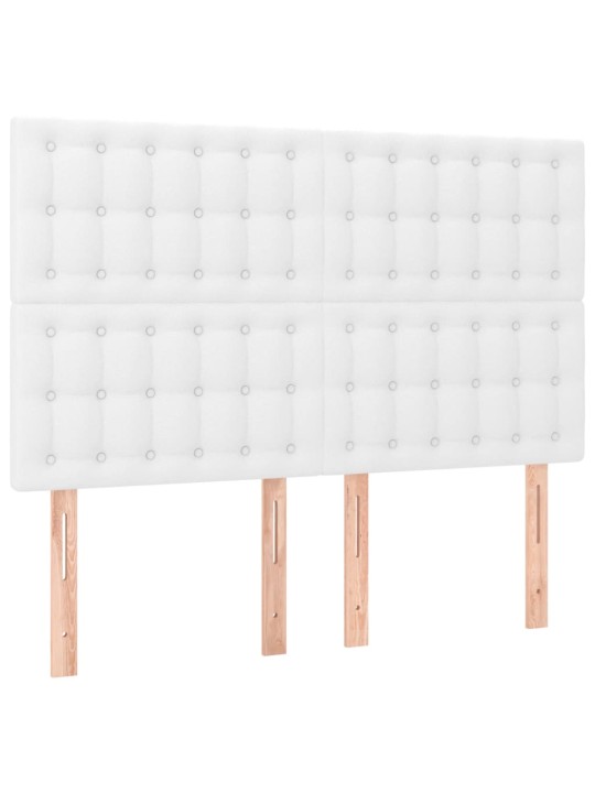 Gultas galvgalis ar LED, 144x5x118/128 cm, balta mākslīgā āda