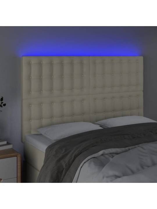 Gultas galvgalis ar led, 144x5x118/128 cm, krēmkrāsas