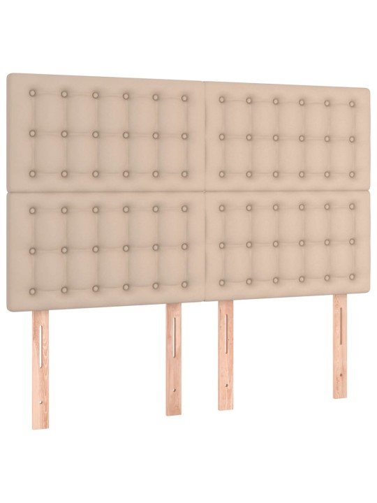 Gultas galvgalis ar LED, 144x5x118/128cm, kapučīno mākslīgā āda