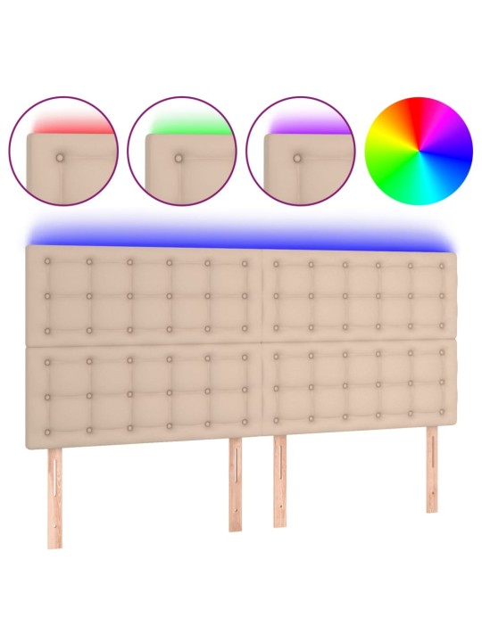 Gultas galvgalis ar LED, 160x5x118/128cm, kapučīno mākslīgā āda