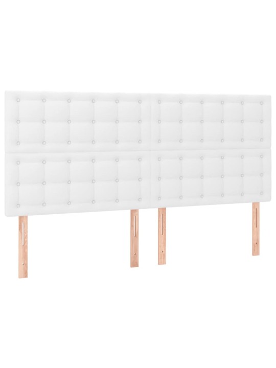 Gultas galvgalis ar LED, 180x5x118/128 cm, balta mākslīgā āda