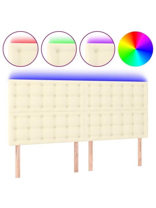 Gultas galvgalis ar led, 180x5x118/128 cm, krēmkrāsas