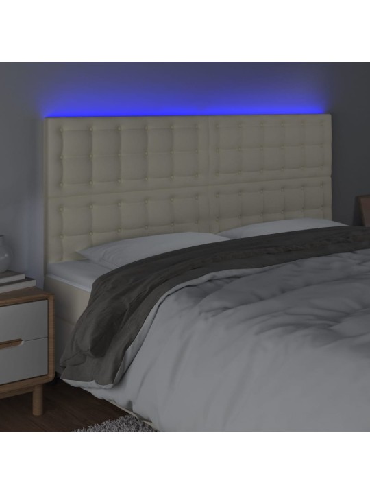 Gultas galvgalis ar led, 180x5x118/128 cm, krēmkrāsas
