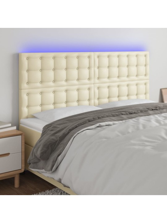 Gultas galvgalis ar led, 180x5x118/128 cm, krēmkrāsas