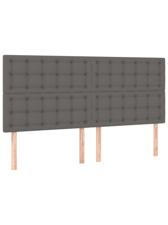Gultas galvgalis ar LED, 180x5x118/128 cm, pelēks mākslīgā āda