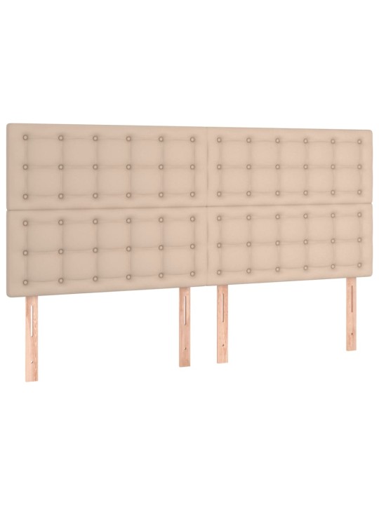Gultas galvgalis ar LED, 180x5x118/128cm, kapučīno mākslīgā āda