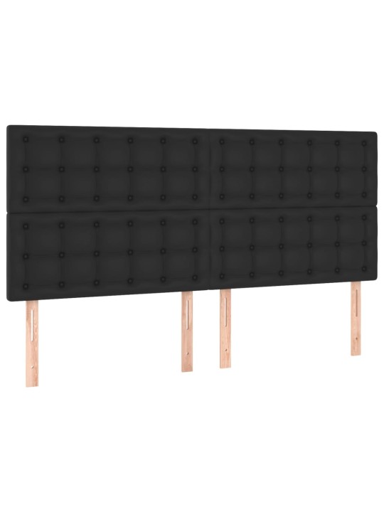 Gultas galvgalis ar led, 200x5x118/128 cm, melns mākslīgā āda