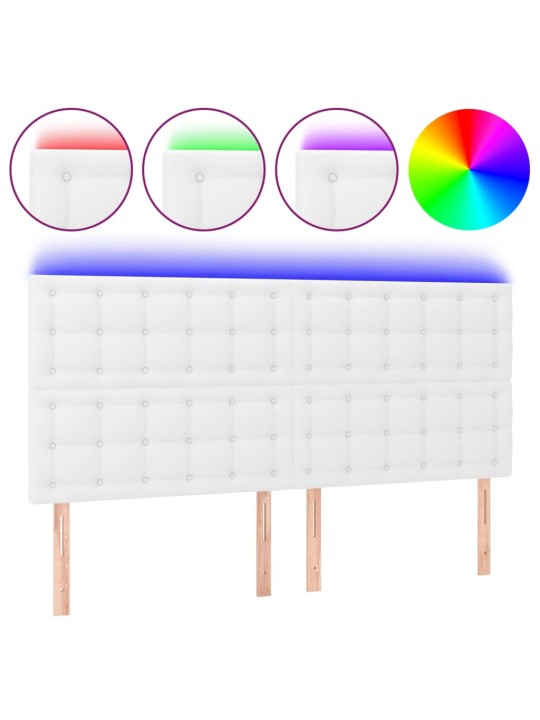 Gultas galvgalis ar led, 200x5x118/128 cm, balta mākslīgā āda