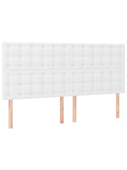 Gultas galvgalis ar led, 200x5x118/128 cm, balta mākslīgā āda