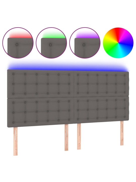 Gultas galvgalis ar led, 200x5x118/128 cm, pelēks mākslīgā āda