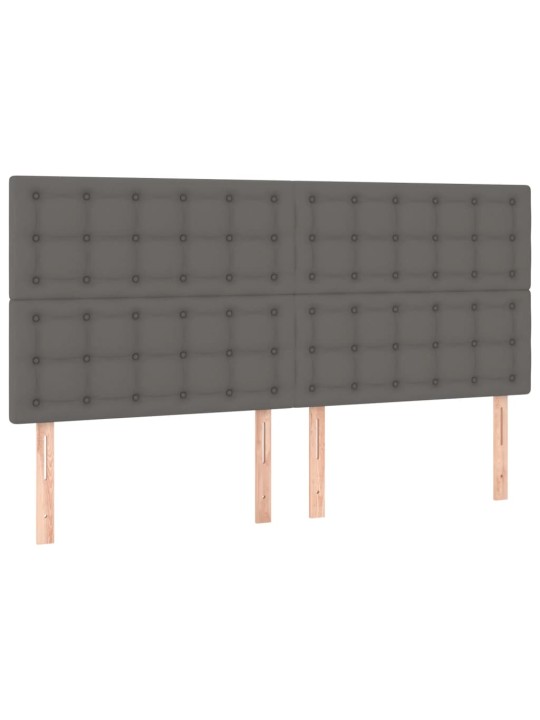 Gultas galvgalis ar led, 200x5x118/128 cm, pelēks mākslīgā āda