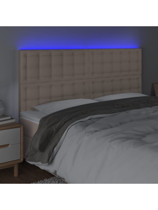 Gultas galvgalis ar led, 200x5x118/128cm, kapučīno mākslīgā āda