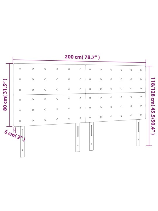 Gultas galvgalis ar led, 200x5x118/128cm, kapučīno mākslīgā āda