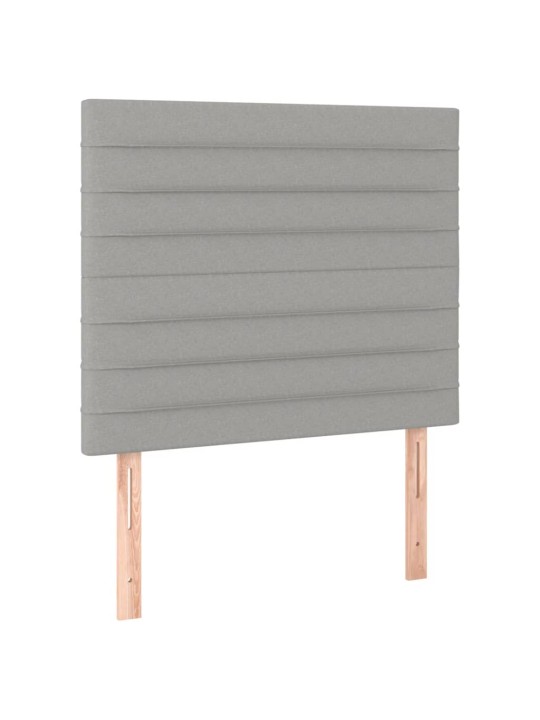 Gultas galvgalis ar led, 80x5x118/128 cm, gaiši pelēks audums
