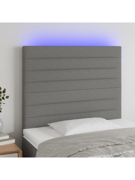 Gultas galvgalis ar led, 83x16x118/128 cm, tumši pelēks audums