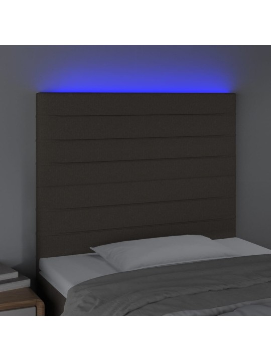Gultas galvgalis ar led, 80x5x118/128 cm, pelēkbrūns audums