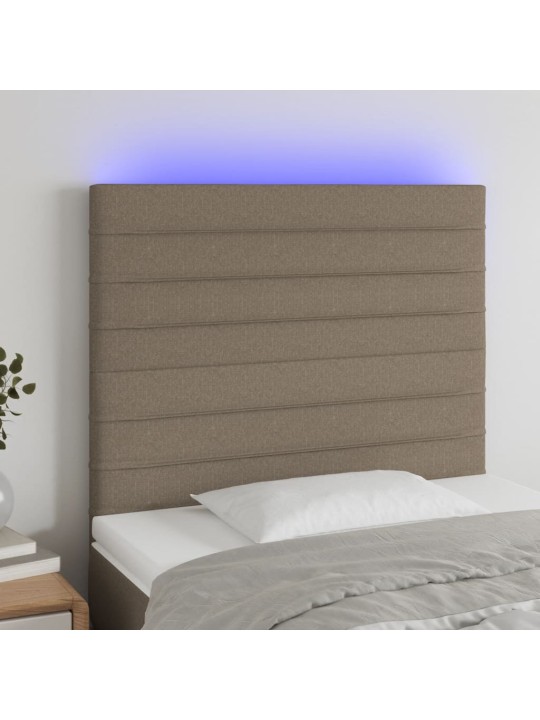 Gultas galvgalis ar led, 80x5x118/128 cm, pelēkbrūns audums