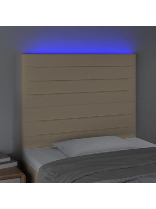 Gultas galvgalis ar led, 80x5x118/128 cm, krēmkrāsas audums