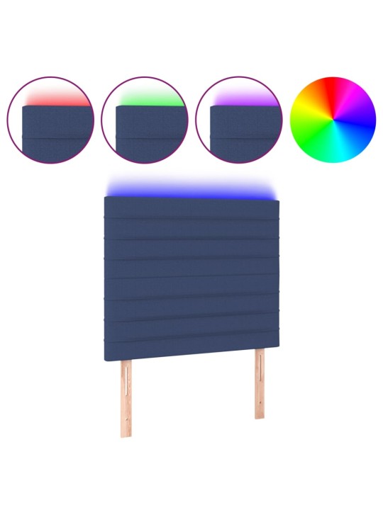 Gultas galvgalis ar led, 80x5x118/128 cm, zils audums