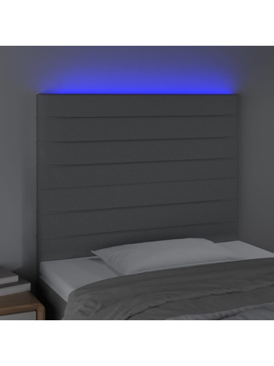 Gultas galvgalis ar led, 90x5x118/128 cm, gaiši pelēks audums