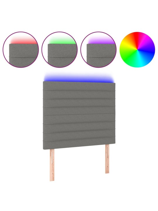 Gultas galvgalis ar led, 90x5x118/128 cm, tumši pelēks audums
