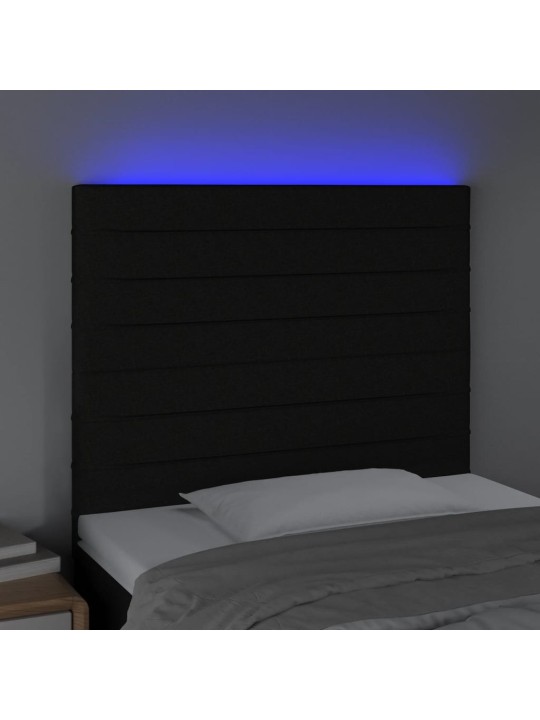 Gultas galvgalis ar led, 90x5x118/128 cm, melns audums