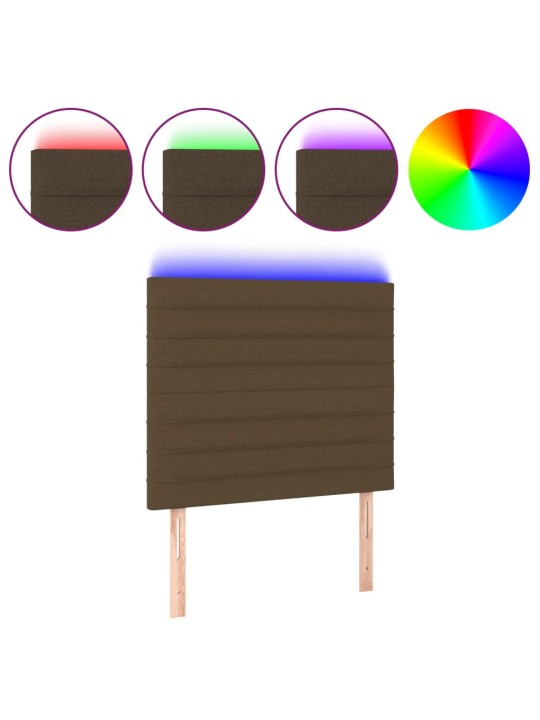 Gultas galvgalis ar LED, 90x5x118/128 cm, tumši brūns audums