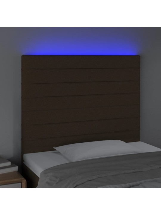 Gultas galvgalis ar LED, 90x5x118/128 cm, tumši brūns audums