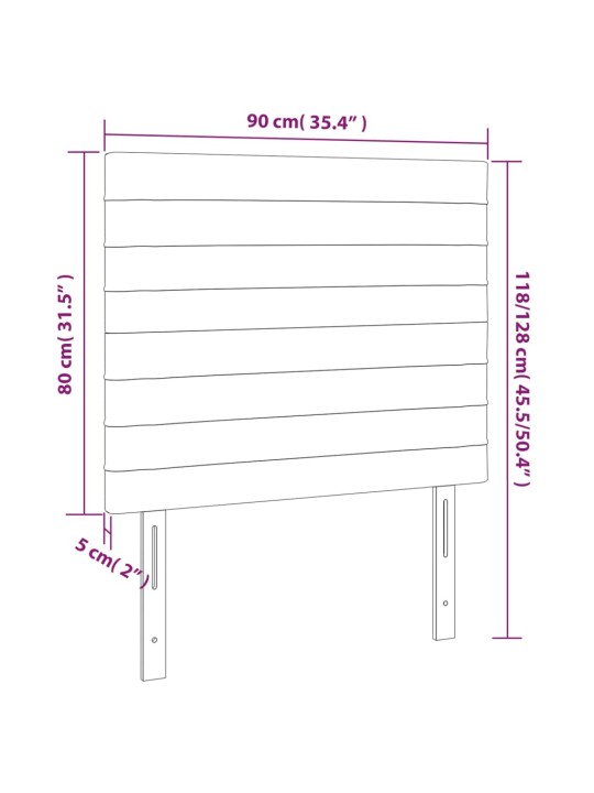 Gultas galvgalis ar led, 90x5x118/128 cm, zils audums
