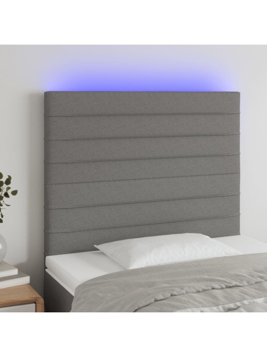Gultas galvgalis ar LED, 100x5x118/128 cm, tumši pelēks audums
