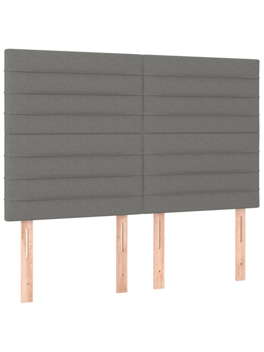 Gultas galvgalis ar LED, 144x5x118/128 cm, tumši pelēks audums